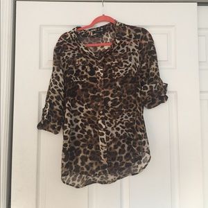 Sheer Cheetah Button Down