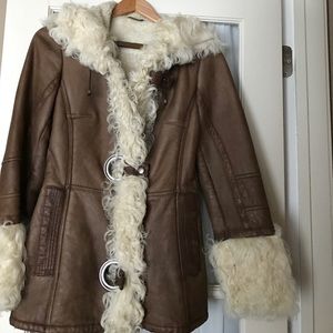 Women's leather jacket with fur