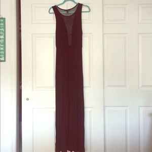 Sexy Floor Length Black Dress with Sheer Plunge