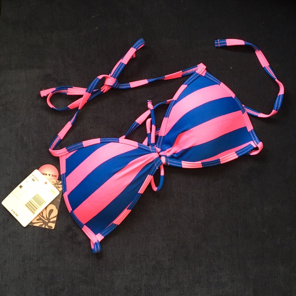 Medium Pink and Blue Bathing Suit Top