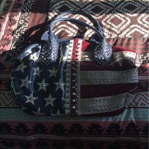 Charming Charlie large American Flag Bag