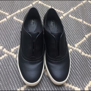 Black Leather Slip On Sneakers
