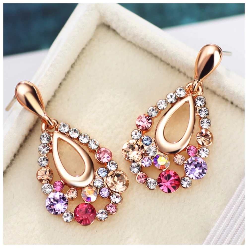 Swarovski Crystal Multi Color Drop Earrings - Picture 3 of 3