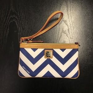 Rooney & Bourke Blue Chevron Wristlet