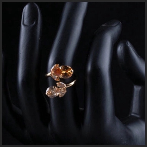 Swarovski Crystal Amber Gold Wrap Ring S19 - Picture 2 of 2