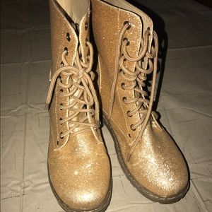 gold sparkly boots