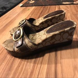 Coach slip on sandal wedges with heel sz 9.5