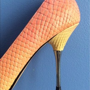 bebe snakeskin peep-toe ombré heel