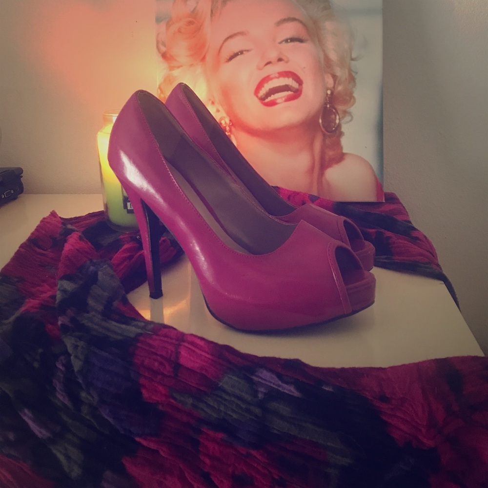 Pink leather heels