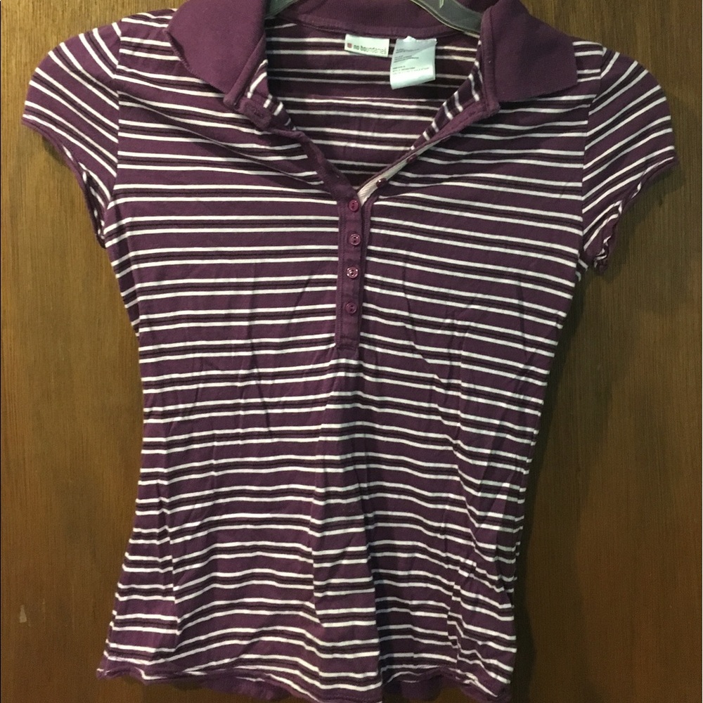 Pink/ purple striped fitted polo