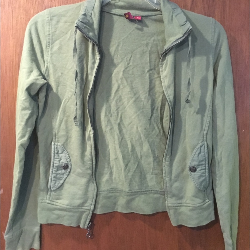 Olive green hoodless zip up
