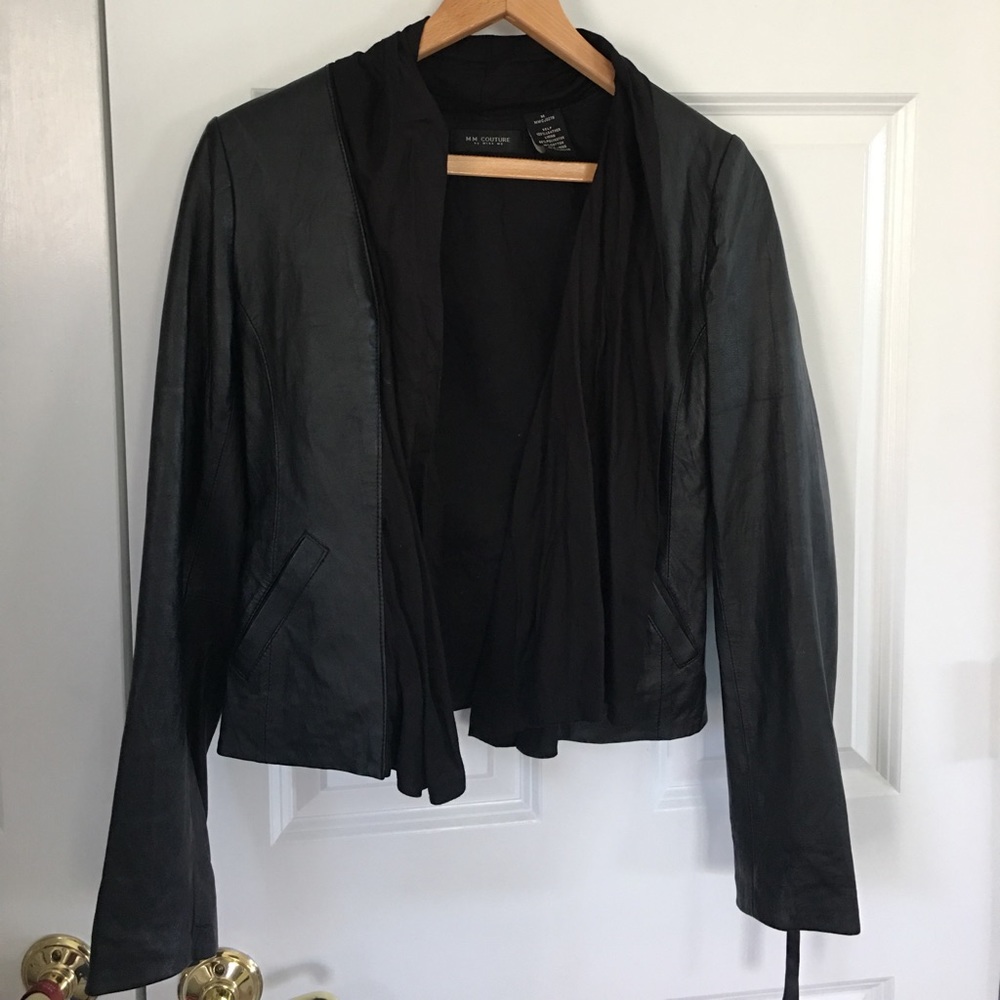 MM Couture, black leather jacket, size medium
