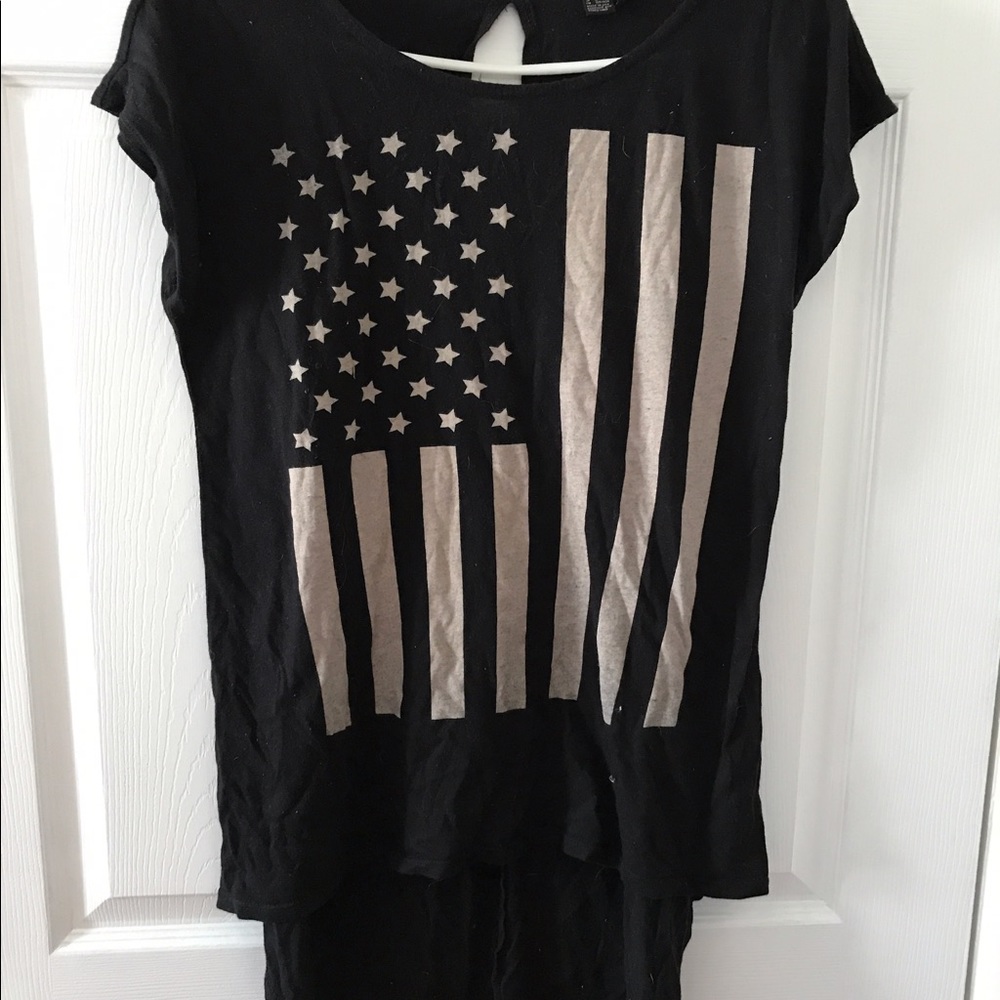 High low American flag tshirt