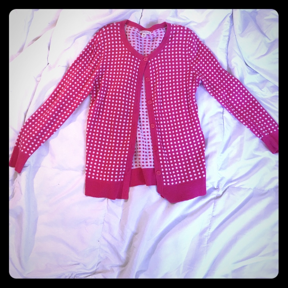 Hot pink polka-dot sweater