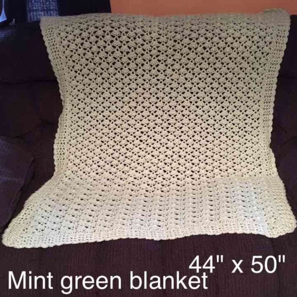 Mint green blanket handmade