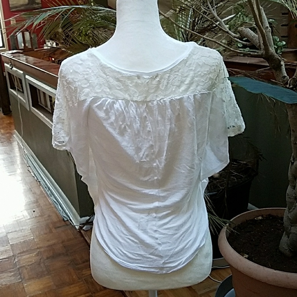 White stripe and lace top