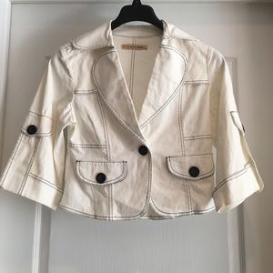 White Jacket with Navy Blue Trim