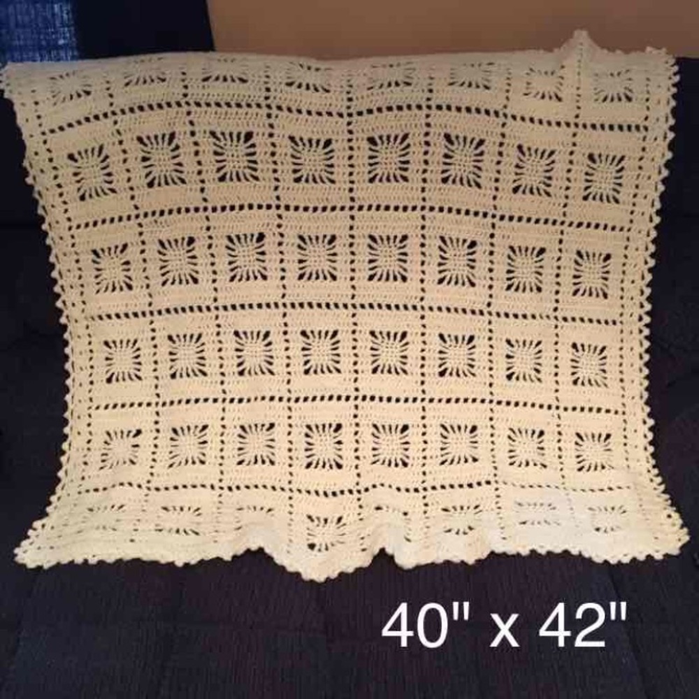 Cream colored baby blanket handmade