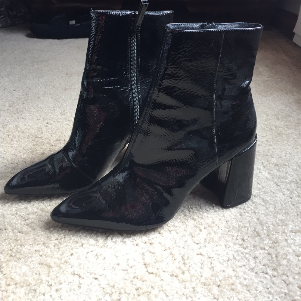 TOPSHOP heart patent flare heel bootie