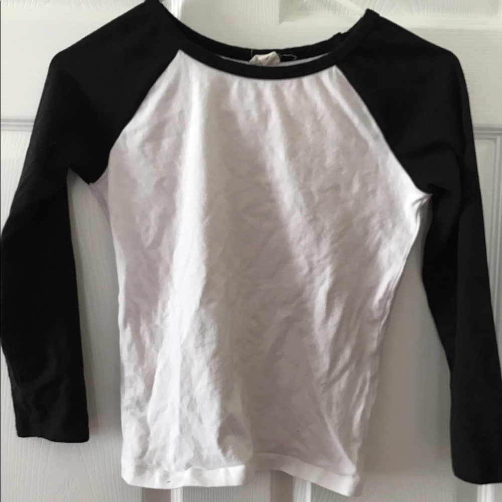 Black and white baseball tee