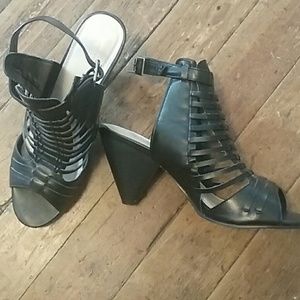 Prefect black Strappy Sandals with safe heel