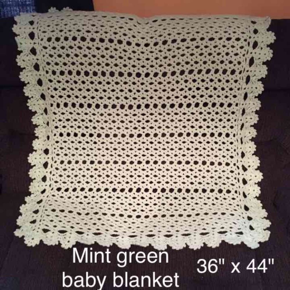 Mint green handmade baby blanket