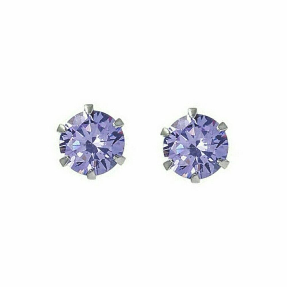 ❌(SOLD💯) 💋 Sterling Silver & CZ Purple Birthstone Earrings