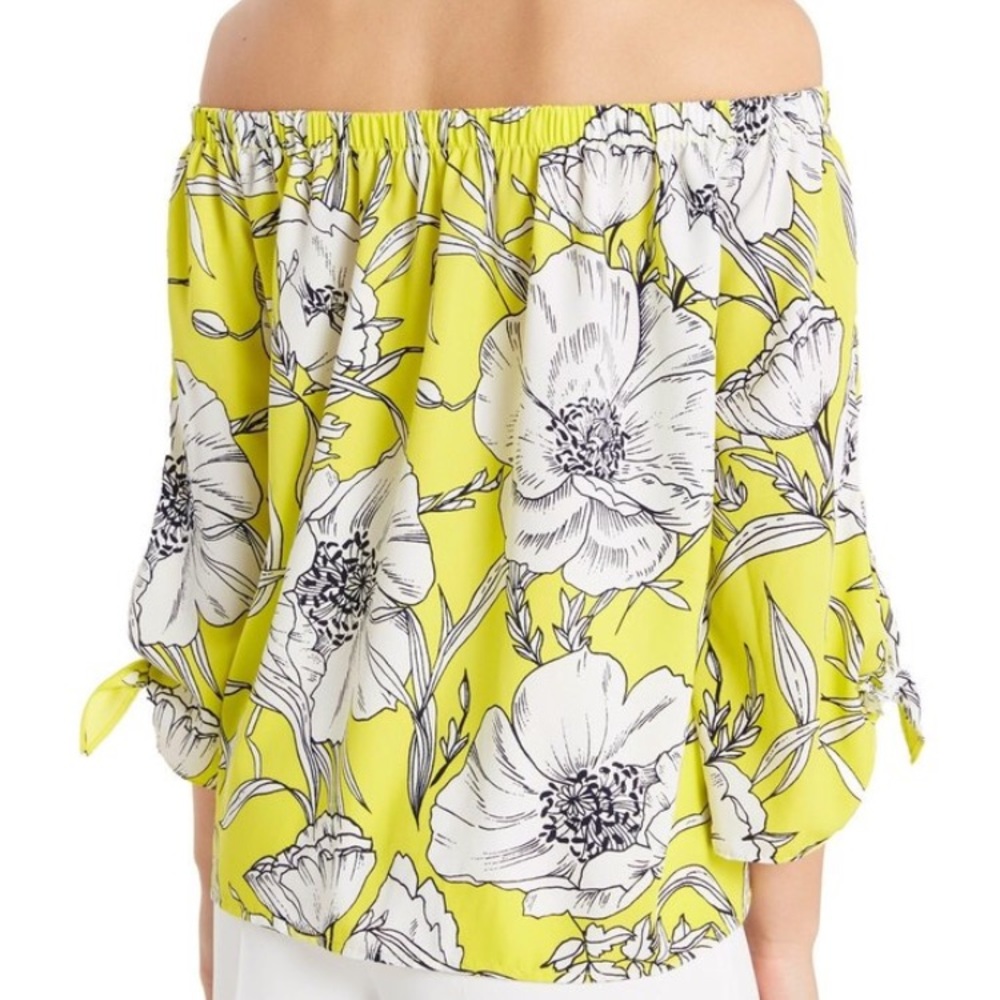 1 left! Off the shoulder Yellow Tie Sleeve Top - Picture 4 of 5