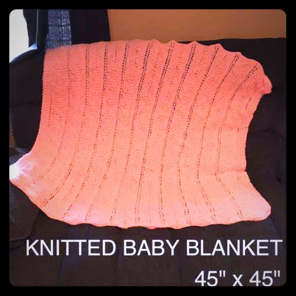 Pink knitted baby blanket
