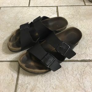 Black Leather Birkenstock Arizonas