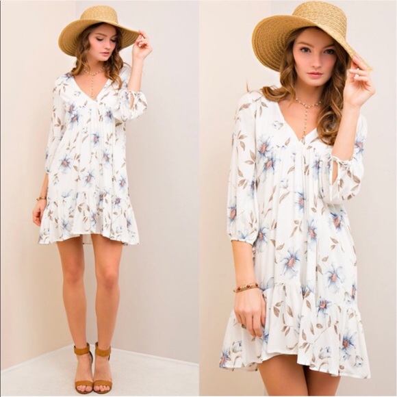 Monika Rose SF Dresses & Skirts - 💥FLASH SALE💥 Soft Floral Ruffle Hem Dress