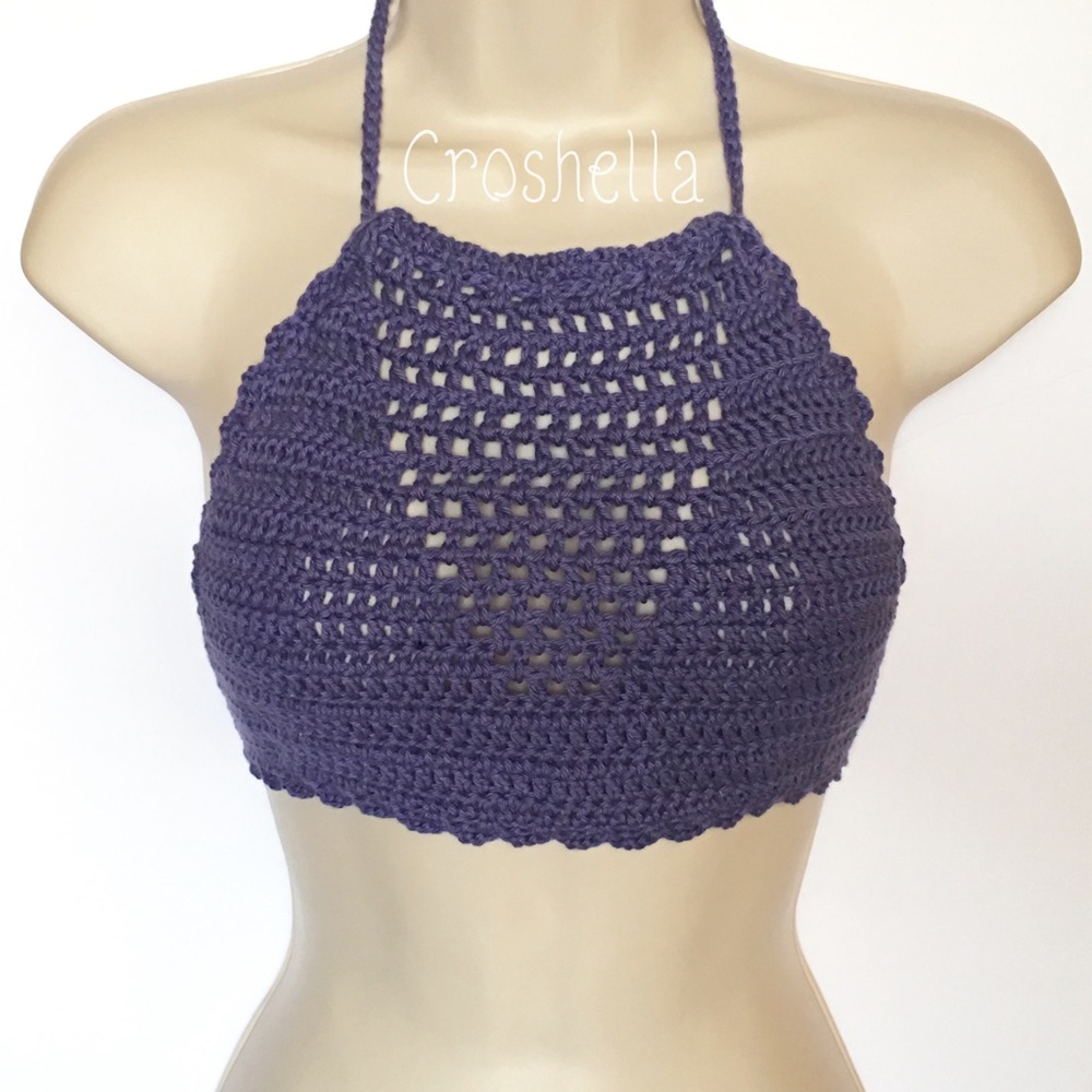 Crochet Halter Crop Top Handmade