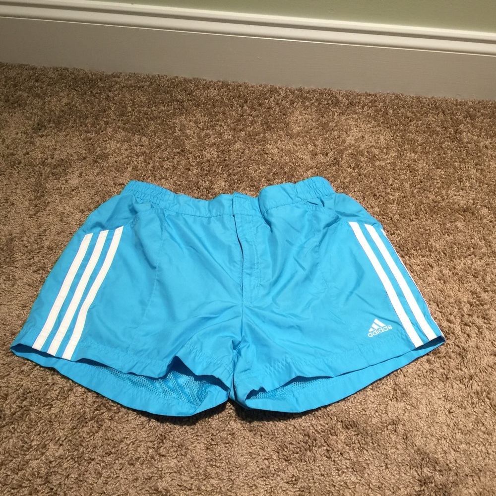 Adidas light blue Medium Gym Shorts Velcro Zipper