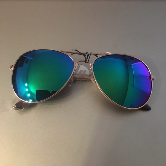 Aqua Mirrored Aviator Sunglasses - Picture 2 of 5