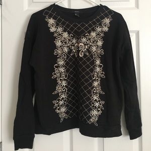 F21 Black Embellished Pullover Sweater