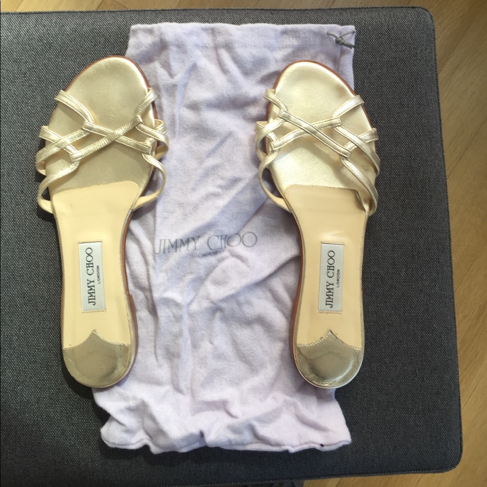 Gold jimmy choo sandals, gently worn ,