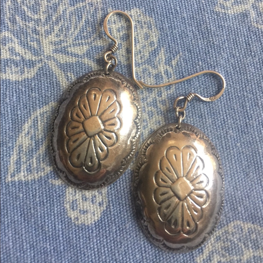 Vintage Sterling Silver Shell Earrings - Picture 1 of 5