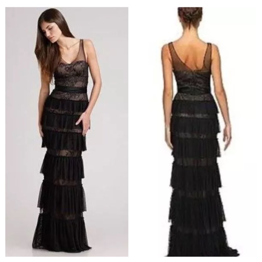 ❤️SOLD❤️ BCBG MAX AZRIA Black Nude Tier Lace Dress