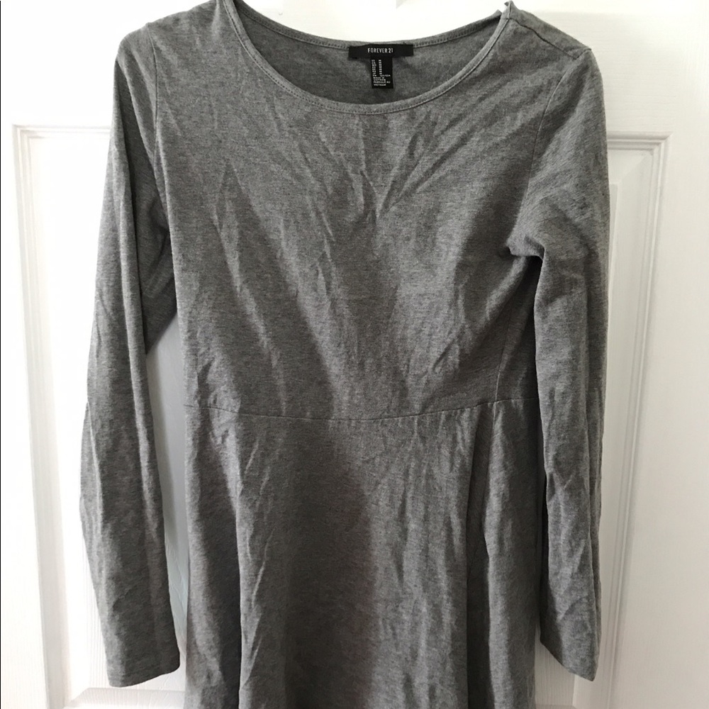 Gray long sleeve skater dress