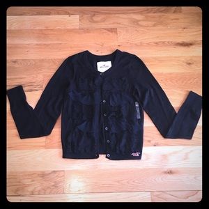Hollister Navy Blue Sweater with Ruffled Deisgn