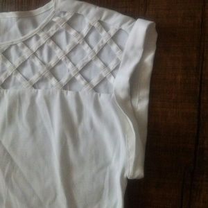 Express caged blouse basket weave top