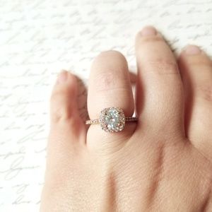 18kt Rose Gold Halo Pave Vintage Engagement ring