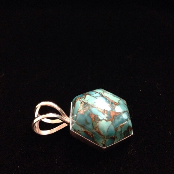Jay King Turquoise & Sterling Freeform Pendant - Picture 3 of 4