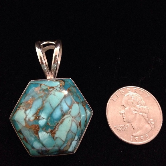 Jay King Turquoise & Sterling Freeform Pendant - Picture 4 of 4