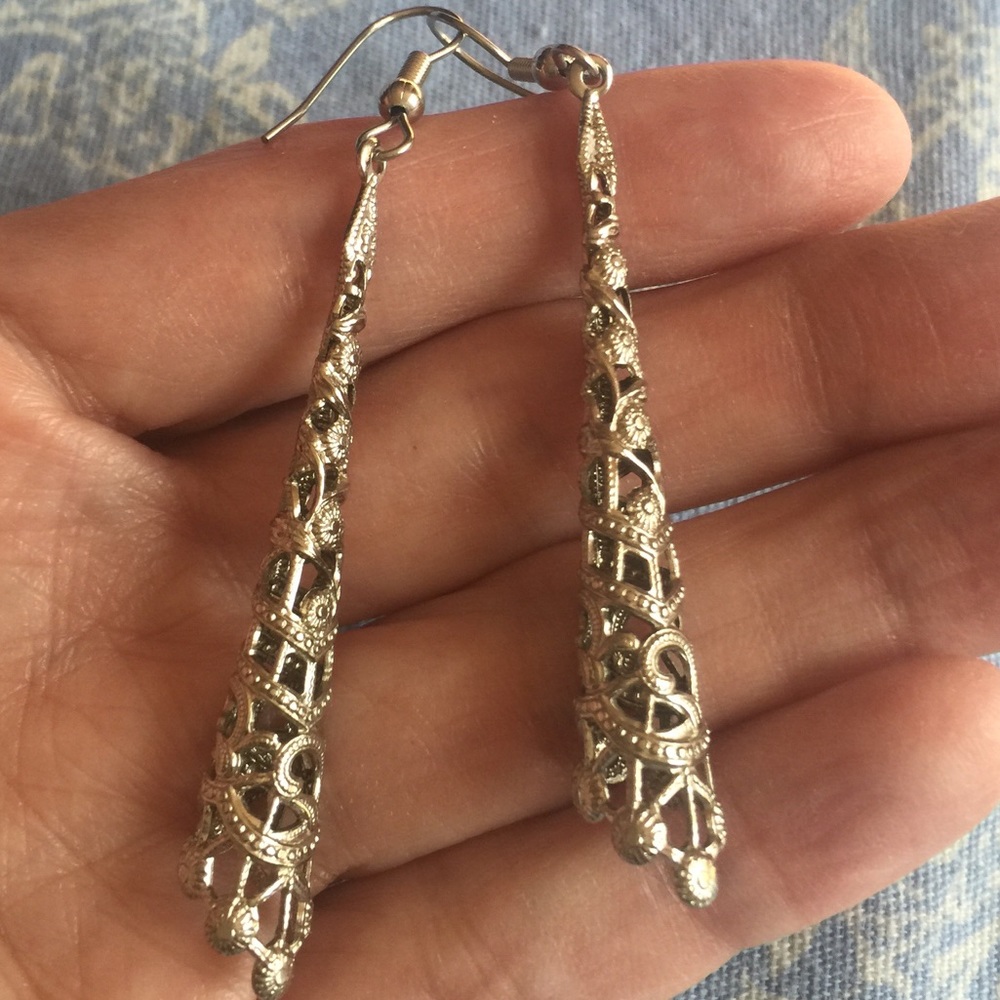 Vintage Sterling Silver Filagree Dangles