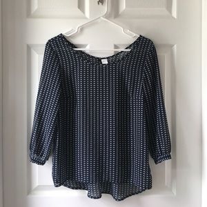 Navy H&M sheer blouse.