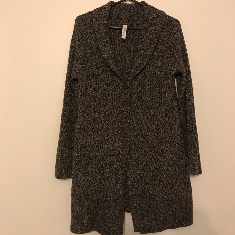 Long brown and tan cardigan