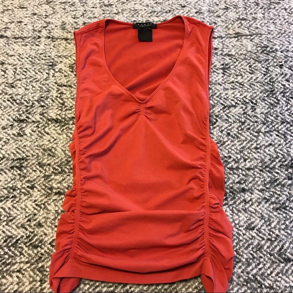 LAUNDRY by Shelli Segal orange ruched tank