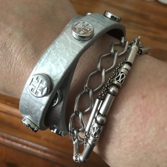 Tory Burch Jewelry - Tory Burch silver leather wrap bracelet
