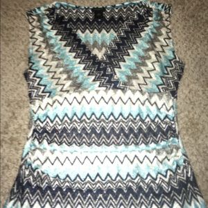 Ann Taylor abstract zig zag striped blouse.
